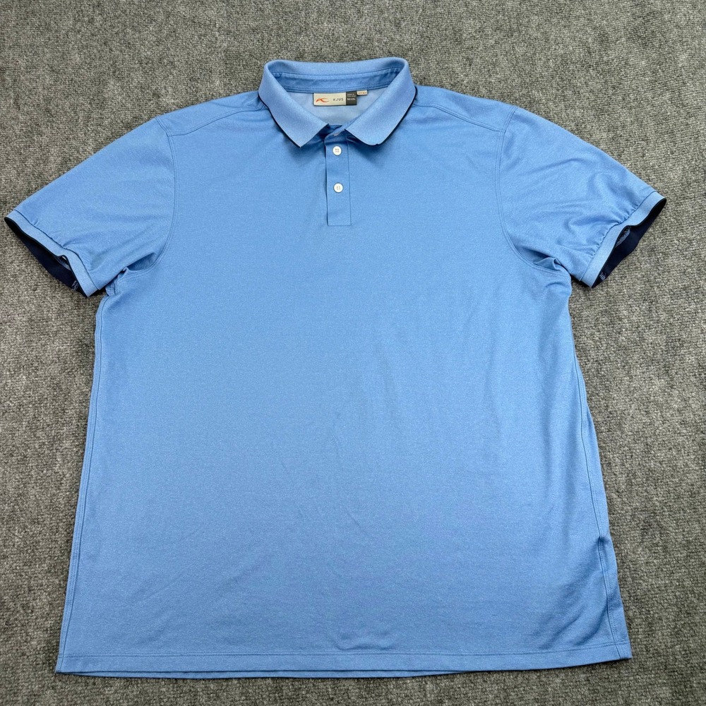 KJUS Polo Shirt Mens 2XL Light Blue Silvan Primeflex Stretch Polyester Golf